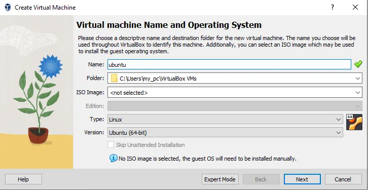 create a Virtual Machine on VirtualBox