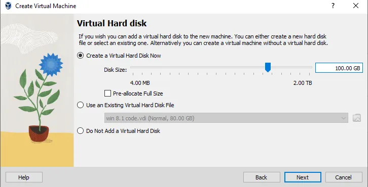 create a Virtual Machine on VirtualBox