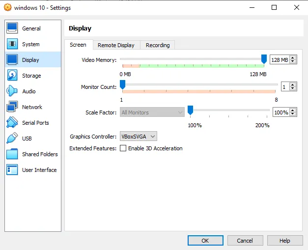 How to configure Virtual Machine settings on VirtualBox